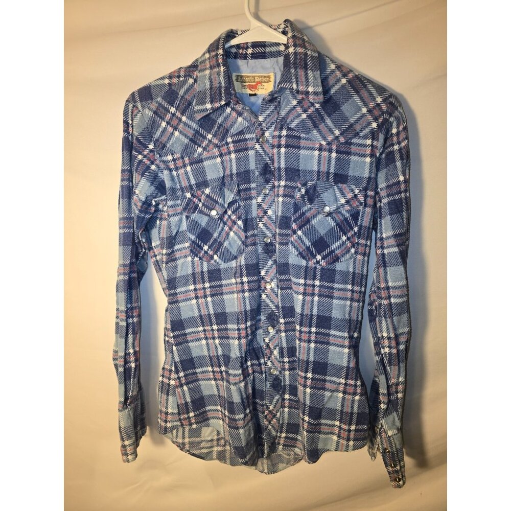 Youngbloods Western Grunge Plaid Flannel Blue Street Snaps Women’s Mens Small S